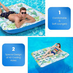 Inflatable Pool Float Mat, 72" X 60" Giant Pool Floats Adult Size with Headrest Lake Float Raft Water Lounger, Oversized Floating for Swimming Pool Tanning Pool for Summer Beach