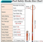 Telescopic Pool Rescue Hook with Pole, 16ft-30ft Adjustable Heavy Duty Pool Pole, Fibreglass Safety Hook Pools, Specialised Emergency Rescue Equipment for Drowning Victims (L:450cm/14.8ft)