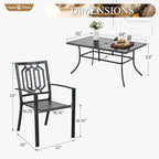 Sophia & William Patio Table and Chairs Set, Outdoor Dining Set for 6, 7 Piece Metal Patio Furniture, 60" Black Rectangular Table(Geometry)