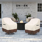 Outdoor Swivel Chair Covers Waterproof 2 Pack, Outdoor Chair Covers Patio Furniture Cover for Deck Patio Swivel Chair Heavy Duty, 33 W x 35 D x 36 H inches Beige and Brown