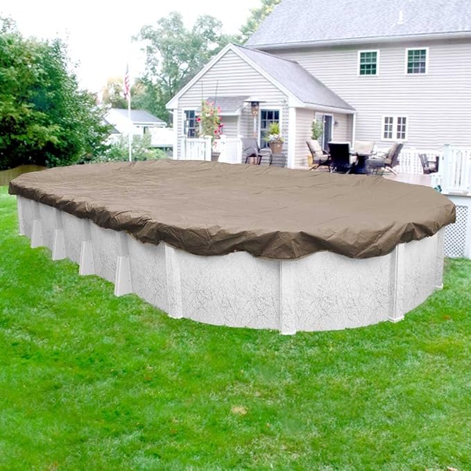 Robelle 16 x 25 ft Professional Tan Winter Oval Pool Cover for Above Ground Pools, 4 ft Overlap (20 x 29 ft Cover Size), Solid 12 x 12 Scrim, 3.7 oz/yd2, 15-Year Warranty, Style: 571625-4-ROBA