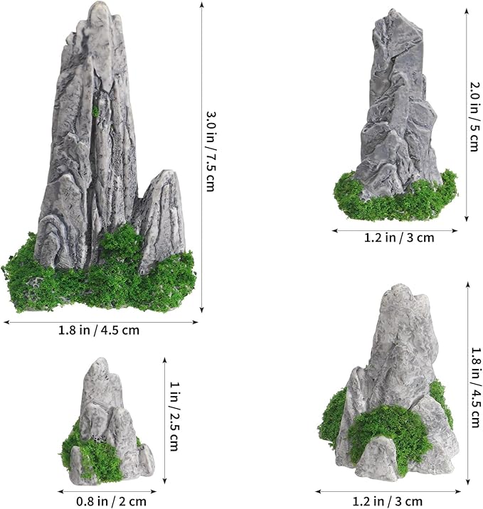 Gatuida 8Pcs Miniature Rockery Decorative Resin Rockery Statues for Micro Landscape