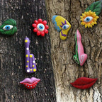 Tree Faces Decor Outdoor, Trees Art Decoration, Colorful Funny Outdoor Tree Faces Decor Creative Face for Patio Trees and Wall Decoration (Color 1)
