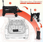 Collapsible Tailgate Wagon with Wheels, Compact Size Folding Utility Cart, 380LBS Capacity for Garden, Grocery, Beach, Camping – Portable Heavy Duty Cart