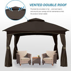 MASTERCANOPY Outdoor Patio Gazebo for Garden with Upgrade Steel Frame and Netting Walls (8x8,Brown)