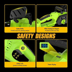 12 Inch Cordless Brushless Electric Chainsaw, 2 × 4.0Ah Batteries & Auto Oiler Security Lock, 42 FT/S Powered Compact HandHeld Chain Saw, for Tree Trimming, Wood Cutting Garden, Pruning