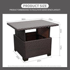 Outdoor Table with Storage Outside Patio Table Wicker Convertible Coffee Table All-Weather Rattan Coffee Table, Brown