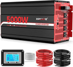 5000W Power Inverter 12V DC to 120V AC Converter for Truck, Home, RV, Peak 10000W Off-Grid Solar Power Inverter with 4 AC Outlets, USB Port,Type-C Port, Remote Controller with LCD Screen