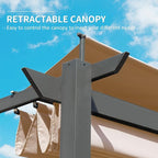 Domi Outdoor Living 11’ X 16’ Outdoor Retractable Pergola with Weather-Resistant Canopy Aluminum Garden Pergola Patio Grill Gazebo for Courtyard (Khaki)