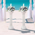 Roman Column Pedestal, Plastic White Columns for Weddings Indoor/Outdoor Roman Pillar Stand for Table Sculptures, Vase, Garden Decor (2PCS, 10.6 x 34.6 Inch Fretwork)