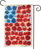 4th of July Flower Garden Flag Independence Day Decorations Vertical Double Sided Outdoor Yard Flags 12.5x18 Inch Burlap Banners for House Lawn