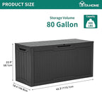 YITAHOME 80 Gallon Resin Deck Box, Weather Resistant Outdoor Rattan Storage Box, Lockable Indoor Outdoor Storage for Supplies and Essentials, Dark Gray