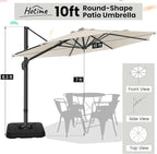 Hotime 10ft Patio Umbrella Outdoor Patio Windproof and Height adjustable, Heavy Duty Aluminum Round Offset Patio Umbrella Cantilever Pool Umbrella with 360°Rotation for Garden Deck Pool, Beige