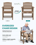 SERWALL Patio Dining Chair Set of 2, Brown