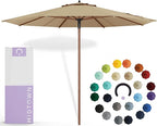 Midtown Umbrellas The Wooden 8 Feet Patio Umbrella With Sunbrella HeaMidtown Umbrellas Ther Tan Acrylic Fabric - Aluminum Frame Market Umbrella For Backyard, Deck, Garden, Pool - Wooden Pole