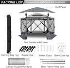 COBlZl Pop Up Gazebo 12x12 Screen House Tent for Camping, Outdoor Instant Stargazing Gazebo Canopy with Awning 2.0, Portable Hub Tent with Mosquito Netting, Pavilion for Backyard,Gray