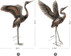 chisheen Garden Statue Outdoor Metal Heron Crane Yard Art Sculpture for Lawn Patio Backyard Decoration,46 inch (2-Pack)