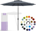 Midtown Umbrellas 10-Year-No-Fade - 10 Ft - UV Proof Heather Grey Polyester Fabric - Umbrella Outdoor Patio, Aluminum Frame Large Patio Umbrella for Garden, Pool & Deck - Black Pole
