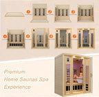 Ceramic Infrared Sauna 3 Person, Infrared Saunas for Home, Low EMF Far Infrared Sauna, Indoor Home Sauna Spa, Hemlock Wooden Sauna with Bluetooth Speaker, Chromotherapy Lamp, 2050W