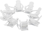 SERWALL Folding Adirondack Chair Set of 8, Reclining Adirondack Chair with 3 Recline Positions, All Weather HDPE Outdoor Adirondack, White