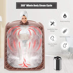 COSTWAY Portable Steam Sauna, 3L Foldable Sauna Spa with Remote Control, 9-Gear Temperature and Timer, Atomization Function, Personal Sauna Tent for Relaxation at Home (Coffee)