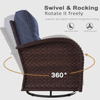 LayinSun 9 Pieces Outdoor Patio Furniture Set, Rattan Wicker Sectional Swivel Rocker Chairs Sets