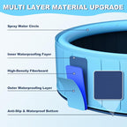 UCCY 2-in-1 Foldable Dog Pool for Large Dogs Hard Plastic Splash Sprinkler Kiddie Swimming Pool Non-Slip Portable Dog Bathtubs Collapsible Multi-Use Whelping Box Ball Pit Duck Pond Blue L-48"x12"