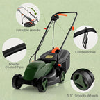 S AFSTAR Electric Lawn Mower, 10-AMP 13-Inch Corded Walk-Behind Lawnmower with Collection Box, 3 Adjustable Height Position, Self Locking Function, Push Lawn Mower for Backyard