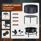 Fire Pits for Outside Wood Burning, Extra Large Outdoor Fire Pit with Grill and Roating Table, Cold Finished Steel Round Firepit Bowl with Poker and Round Waterproof Cover for Patio, Backyard, Garden