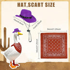 Porch Goose Outfits Halloween Western Cowboy Style, Lawn Cement Goose Clothes Outfits for Cement Goose Includes Adjustable Cowboy Hat and Scarf for 23/17″ Outdoor Statue(Purple)