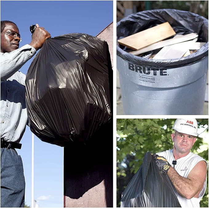 Aluf Plastics 55-60 Gallon Trash Liners - (Value 100 Pack) - 1 MIL Strength Black Plastic Garbage Bags 38"x 58" for 50-55 Gal Cans - Fits Toter, Rubbermaid Brute, Carlislie Bronco etc. (RL-3858H)