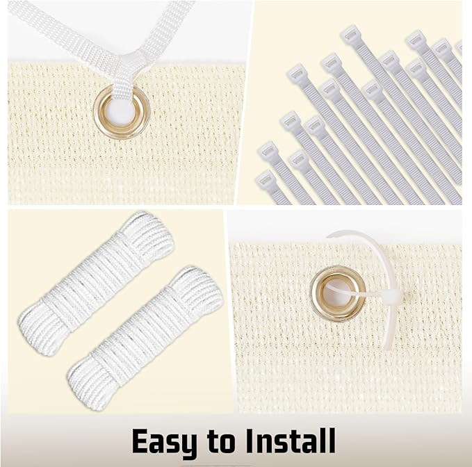 SUNNY GUARD Shade Cloth Custom Size 8x10 FT Sun Shade Screen Fabric Shade Cover Tarp with Grommets for Pergola Backyard Garden, Butter Cream(We Customized)