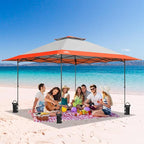 EAGLE PEAK 13x13 Straight Leg Pop Up Canopy Tent Instant Outdoor Canopy Easy Single Person Set up Folding Shelter w/Auto Extending Eaves 169 Square Feet of Shade (Orange)