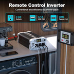 1000 watt Pure sine Wave Inverter, 12V DC to 110V AC Power Inverter, Used for Solar Emergency Power Supply in RV Homes, with 3 AC Output sockets, USB Port, Type-C Port, Remote Control with LCD Screen