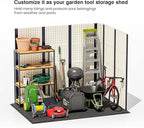 Patiowell 8x6 FT Outdoor Storage Shed, Plastic Shed Resin Garden Shed with Floor & Window & Lockable Door for Patio Furniture, Backyard Tools, Bicycles & Lawnmower, Beige