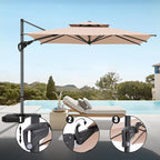HERA'S HOUSE 10 X 10FT Cantilever Outdoor Patio Umbrella,Large Rectangle Double Top UV Resistance Windproof Umbrella with Heavy Duty 360 Degree Rotation Offset,Aluminum Pole for Garden Pool Backyard, Beige