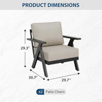 COOS BAY Iron Luxe Modern Outdoor Patio Chairs Set of 2, Lounge Accent Chairs for Backyard, Deck, Porch, Garden, Black/Beige