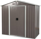 8 x 4 FT Outdoor Storage Shed, Metal Garden Shed with Floor Frame, Tool Shed Outdoor Storage with Lockable Sliding Doors & Air Vents, Storage House Waterproof for Backyard, Lawn, Gray