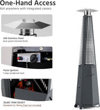 LAUSAINT HOME Hexagon Pyramid Patio Heater, 48,000 BTU Outdoor Patio Heater All Stainless Steel, Upgraded Quartz Glass Tube Propane Heater for Backyard Commercial, Tip-Over Protection, Cover & Wheels