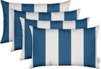 RSH DECOR: Sunbrella Lumbar Throw Pillows Set of 4 | 20" x 12" | Water and Fade-Resistant Performance Fabric | Outdoor Pillow Covers with Down-Alternative Inserts | Cabana Regatta