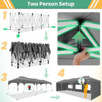 COBIZI 10x30 Pop Up Canopy Tent with 5 Removable Sidewalls, Easy Up Canopy 3 Adjustable Heights, Waterproof UPF 50+, Gazabo 10x30 Outdoor Tent for Garden Wedding Party with Roller Bag, Grey