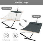 SUNCREAT Patio Portable Hammock with Stand, Outdoor Double Hammock with Stand Included, Gray Green Drops