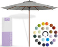 Midtown Umbrellas The Wooden 10 Feet Patio Umbrella With Terylast Matter (Grey) Polyester Fabric - Aluminum Frame Market Umbrella For Backyard, Deck, Garden, Pool - Wooden Pole