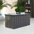 CHUNLY 100 Gallon Outdoor Waterproof Deck Box with Lockable Resin Lid, Storage Bench w/Mobility Rollers, All-weather Patio Storage Box for Outside Furniture Cushions, Garden Tools (Dark Gray)