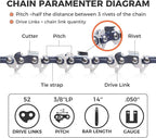 14 Inch Chainsaw Chain 3/8" LP Pitch, .050" Gauge, 52 Drive Links, Low kickback, Lubrication System Chainsaw Blade fits Craftsman, Echo, Homelite, Poulan, Ryobi, Wrox, etc (3 Pack) (91YNP-6)
