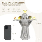 MININOVA Solar Angel Garden Statue with 5 Birds Solar Lights, Resin Cherub Figurine Outdoor Decor for Garden Porch Yard, Gift for Women Mothers Day Birthday Housewarming