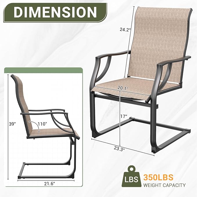 Amopatio Dining Chairs Set of 4, Patio Dining Chairs for All Weather, Breathable Garden Outdoor Furniture for Backyard Deck, Light Brown