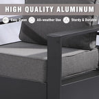 3 PCS Aluminum Patio Conversation Set - Outdoor 3-Seater Sofa, 2 Fixed Chair with 6" Thick Water-insistant Cushions, All-Weather Use Frame, Removable Cover, Ideal for Garden, Poolside (Grey)
