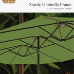 Sophia & William 15 ft Extra Large Patio Umbrella with Base Included, Rectangular Outdoor Umbrella Heavy Duty, Market Umbrella Double-sided Fade Resistant for Pool Garden Backyard, Lime