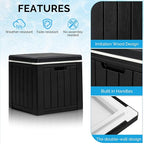 VINGLI 10 Gallon Outdoor Deck Box, Outdoor Patio Deck Box with Built-in Handles, All-Weather Square Storage Container for Garden, Poolside & Balcony (Black)